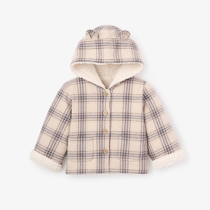 Neutral Plaid Sherpa Lined Reversible