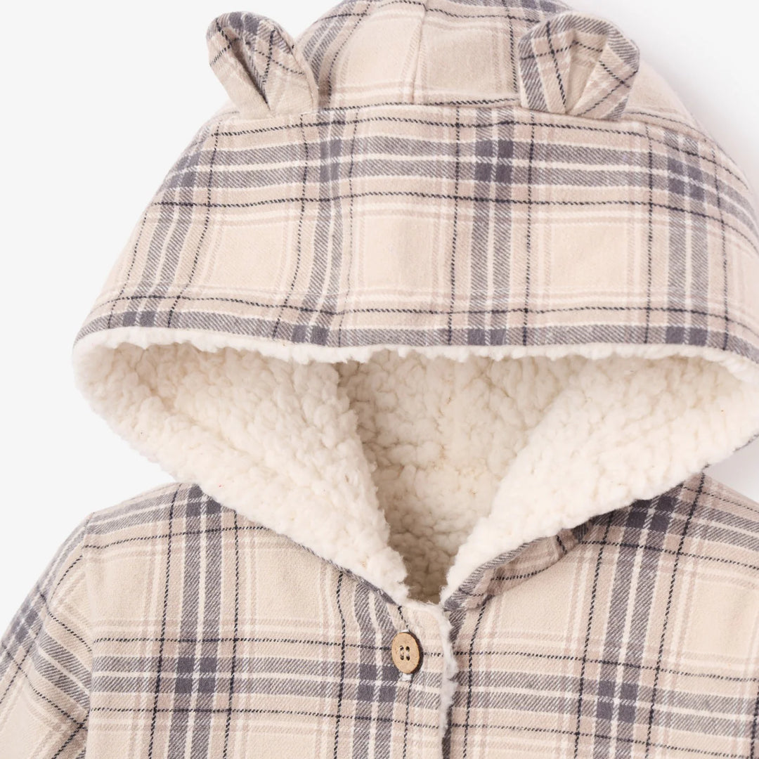 Neutral Plaid Sherpa Lined Reversible