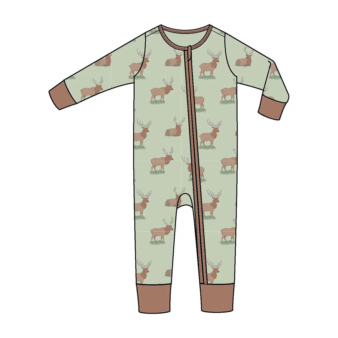 Elk Green 2 Way Zipper Romper Angel Dear    [variant_option4] [variant_option5] [variant_option6] [variant_option7] [variant_option8] [variant_option9] 1