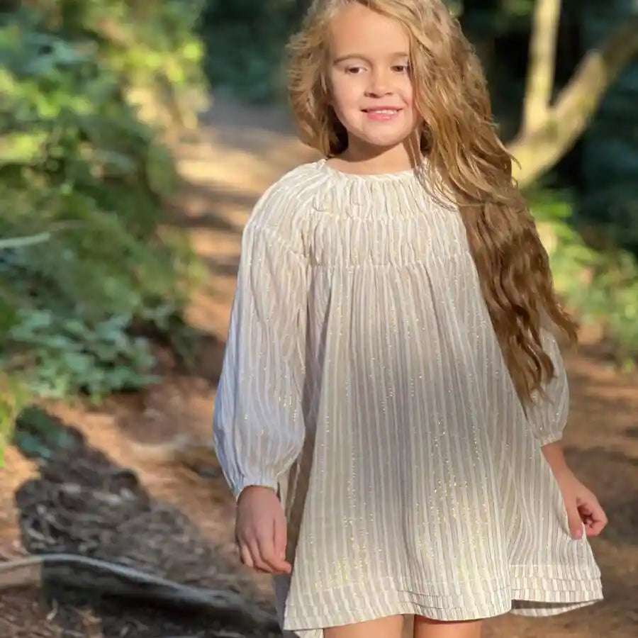 Embroidered smocked dress 2 / Ivory