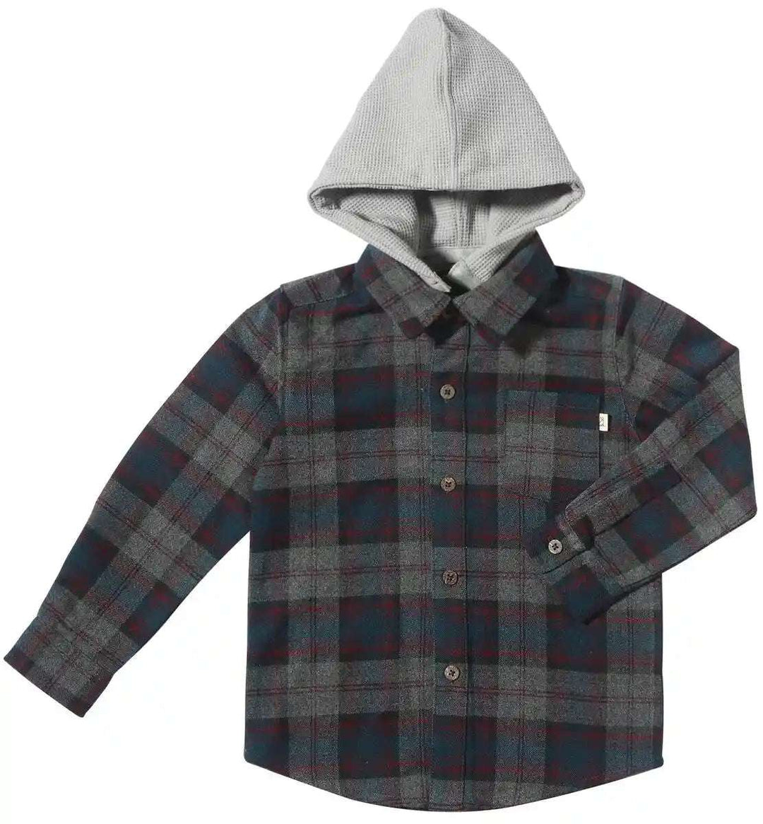 Erin Hooded Shirt- Blue/Grey Plaid Me & Henry 12-18M   [variant_option4] [variant_option5] [variant_option6] [variant_option7] [variant_option8] [variant_option9] 1