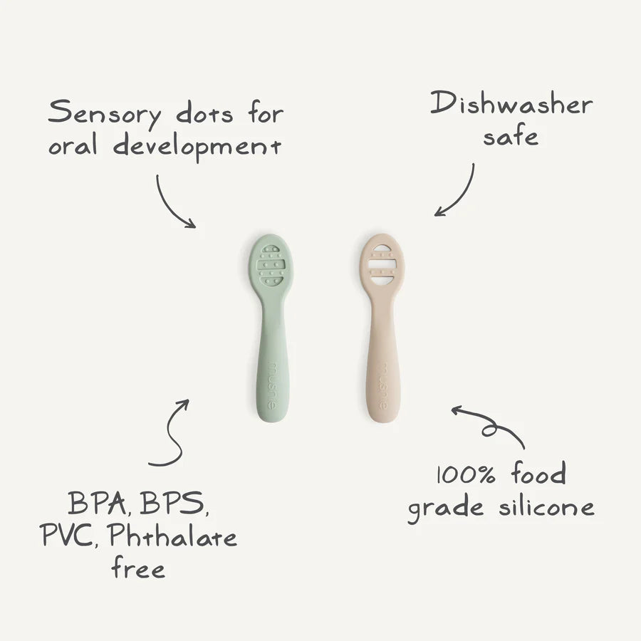 Silicone First Feeding Spoons - Blush/Shifting Sand