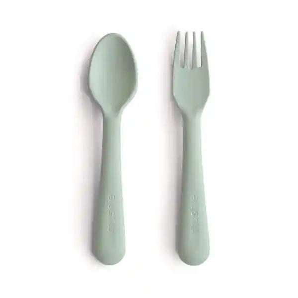 Fork and Spoon Set- Sage Mushie & Co    [variant_option4] [variant_option5] [variant_option6] [variant_option7] [variant_option8] [variant_option9] 1