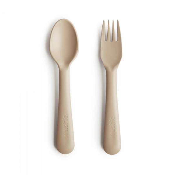 Fork and Spoon Set- Vanilla Mushie & Co    [variant_option4] [variant_option5] [variant_option6] [variant_option7] [variant_option8] [variant_option9] 1