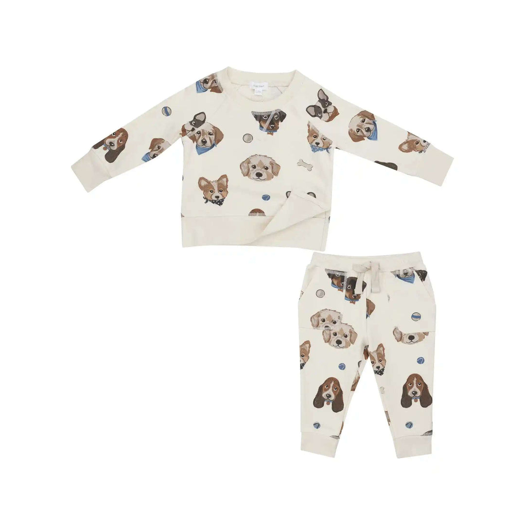 French Terry Sweatshirt and Jogger Set - Vintage Pups Angel Dear 12-18M   [variant_option4] [variant_option5] [variant_option6] [variant_option7] [variant_option8] [variant_option9] 1