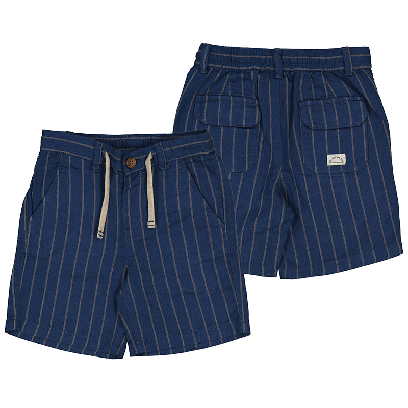 Striped Linen Shorts Indigo 3279