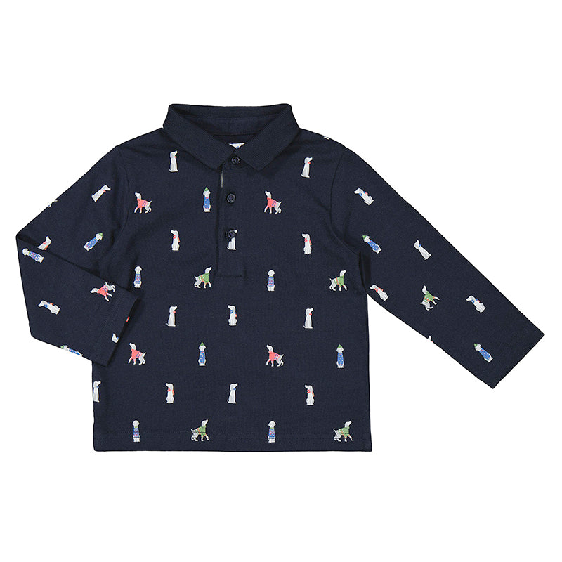 L/S Printed Polo 2169 Navy