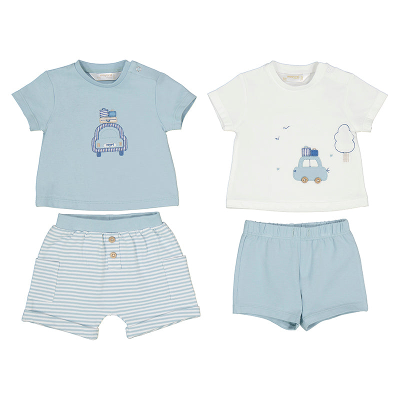1627 White Shirt/Blue Shorts 2 Piece Knit Set