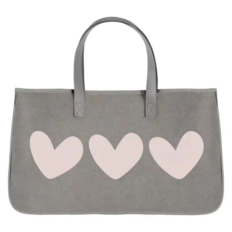 Grey Canvas Tote - Hearts Santa Barbara Design Studio    [variant_option4] [variant_option5] [variant_option6] [variant_option7] [variant_option8] [variant_option9] 1