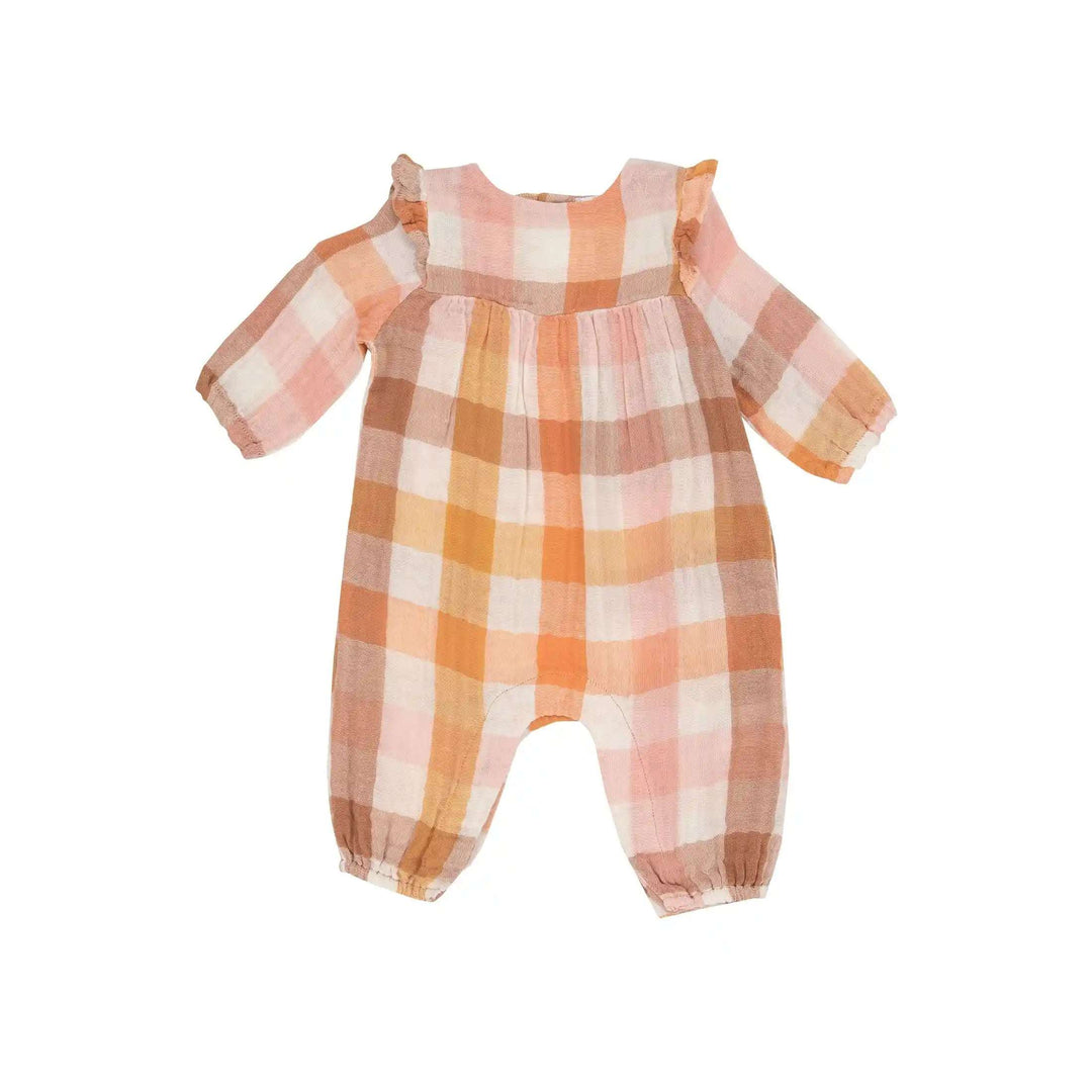 Harvest Plaid Ruffle Sleeve Romper Angel Dear 0-3M   [variant_option4] [variant_option5] [variant_option6] [variant_option7] [variant_option8] [variant_option9] 1