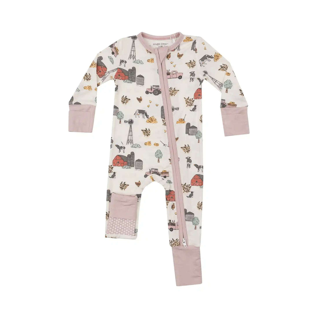 Hay Farmer Pink 2 Way Zipper Romper Angel Dear 3-6M   [variant_option4] [variant_option5] [variant_option6] [variant_option7] [variant_option8] [variant_option9] 1