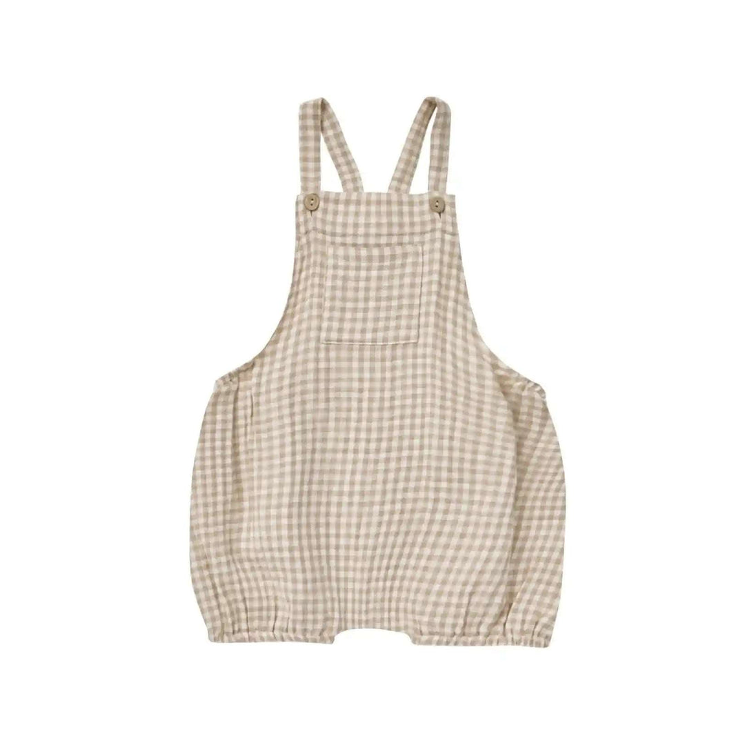 Hayes Romper- Oat Gingham Quincy Mae 0-3M   [variant_option4] [variant_option5] [variant_option6] [variant_option7] [variant_option8] [variant_option9] 1