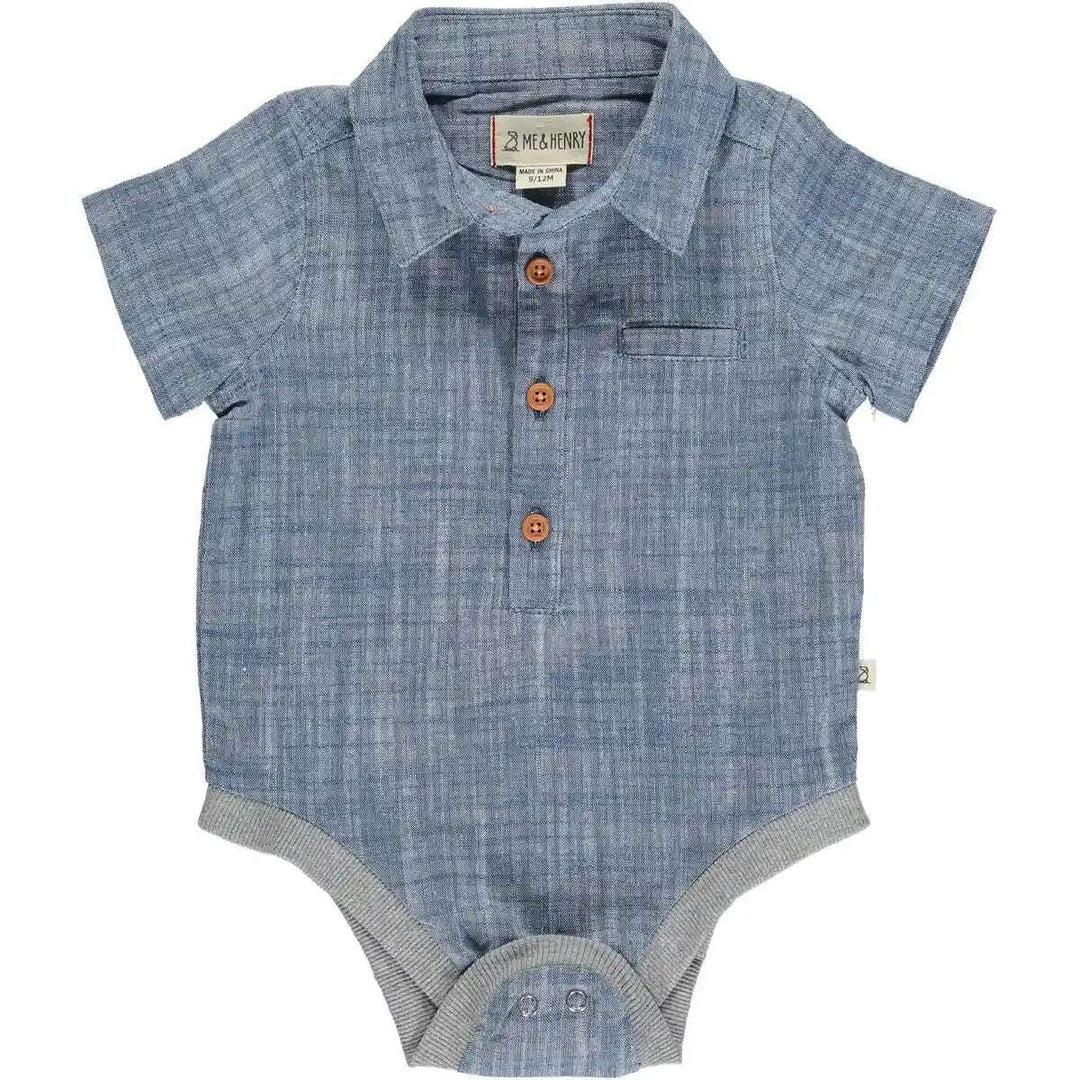 Helford Blue Heathered Onesie Me & Henry 0-3M   [variant_option4] [variant_option5] [variant_option6] [variant_option7] [variant_option8] [variant_option9] 1