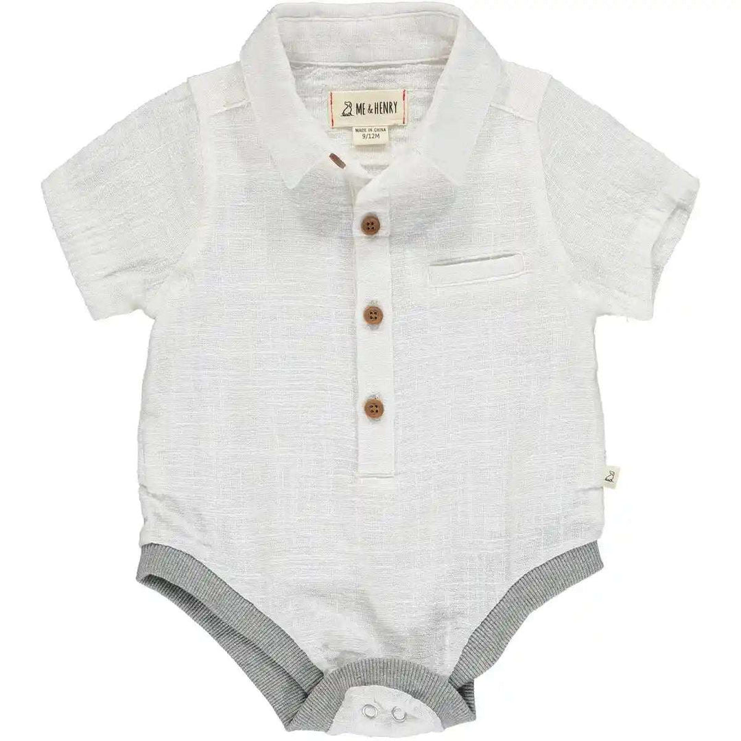 Helford White Cotton Onesie Me & Henry 0-3M   [variant_option4] [variant_option5] [variant_option6] [variant_option7] [variant_option8] [variant_option9] 1