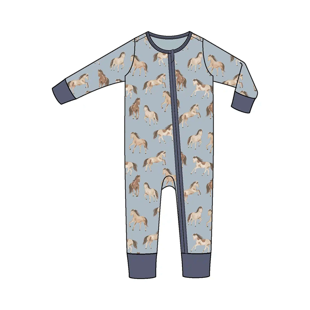 Horses Blue 2 Way Zipper Romper Angel Dear 3-6M   [variant_option4] [variant_option5] [variant_option6] [variant_option7] [variant_option8] [variant_option9] 1