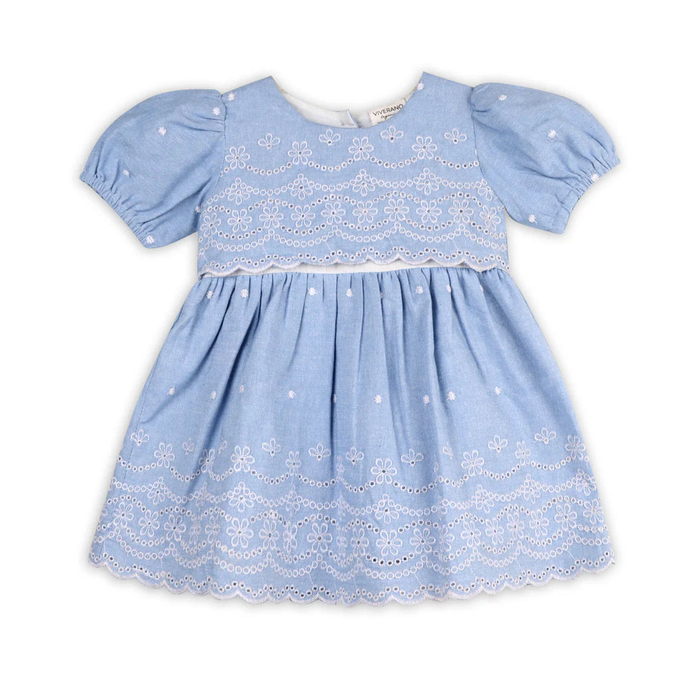 Isla Chambray Dress + Bloomer - Ocean Blue