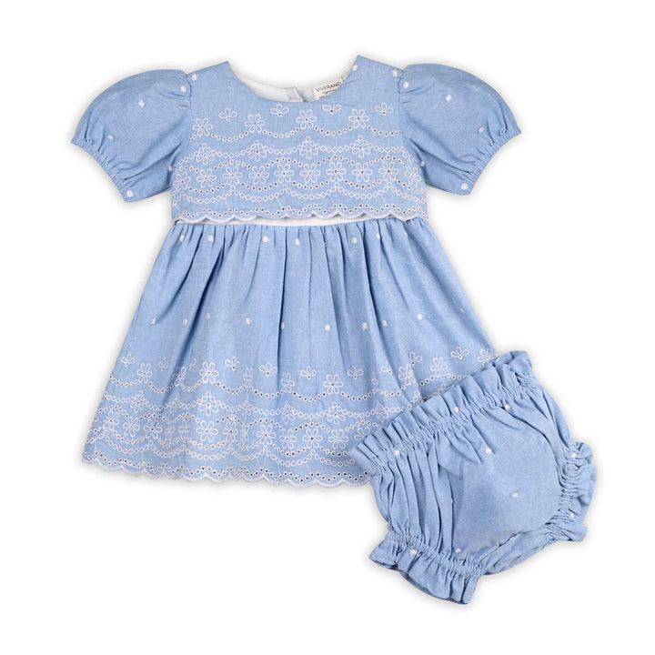 Isla Chambray Dress + Bloomer - Ocean Blue