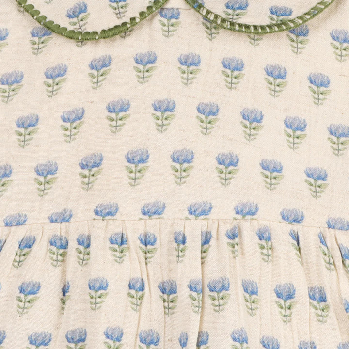 Harper Peter Pan Collar Flare Dress + Bloomer - Blue Floral