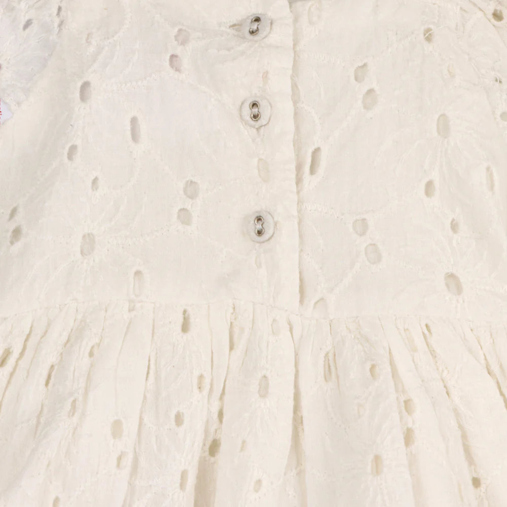 Lily Schiffli Eyelet Dress and Bloomer - Off White