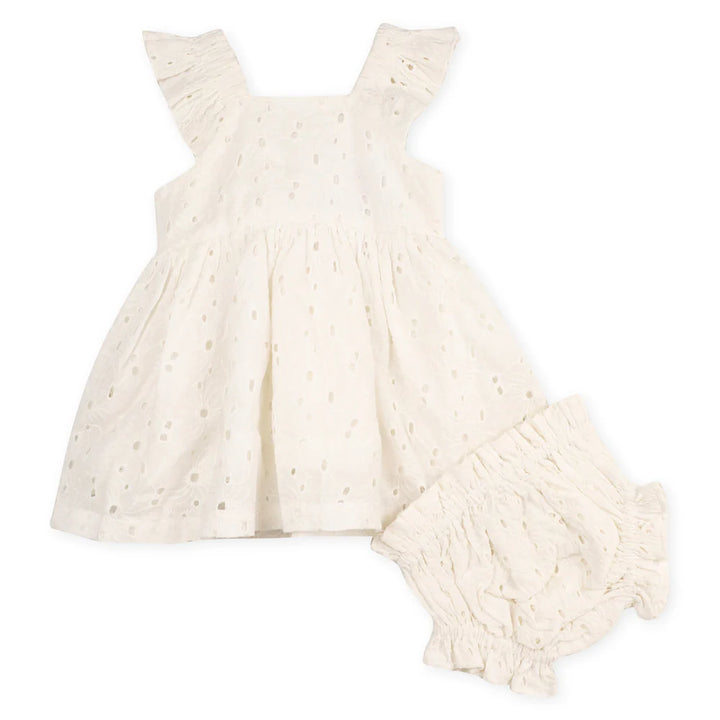 Lily Schiffli Eyelet Dress and Bloomer - Off White