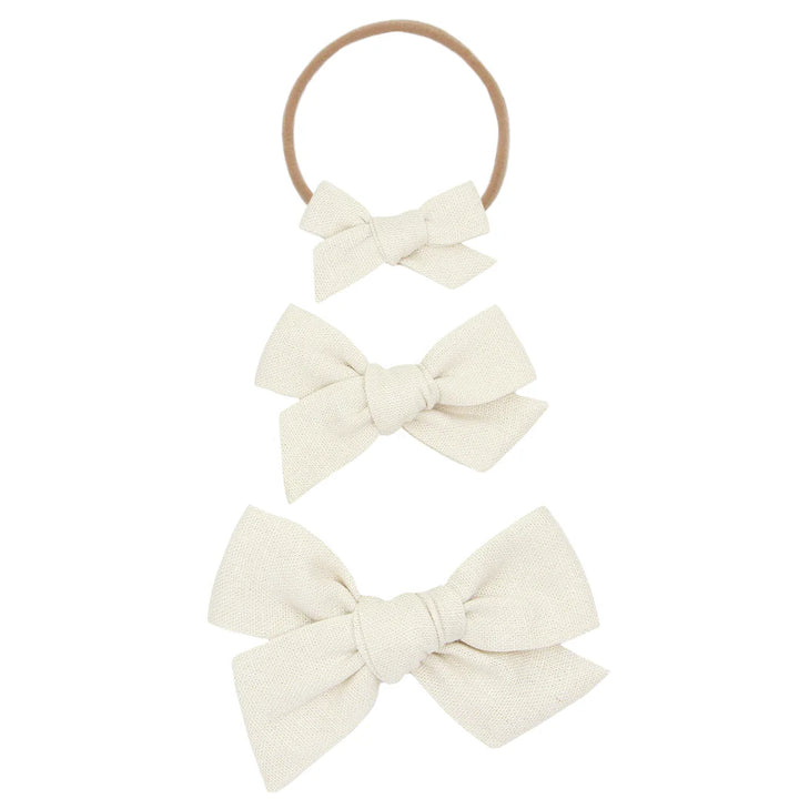 Linen Bow Headband - Ivory