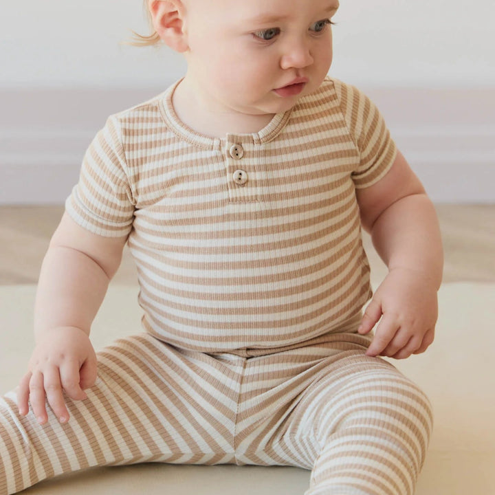 Darcy Rib Tee Bodysuit - Narrow Stripe Baker/Cloud