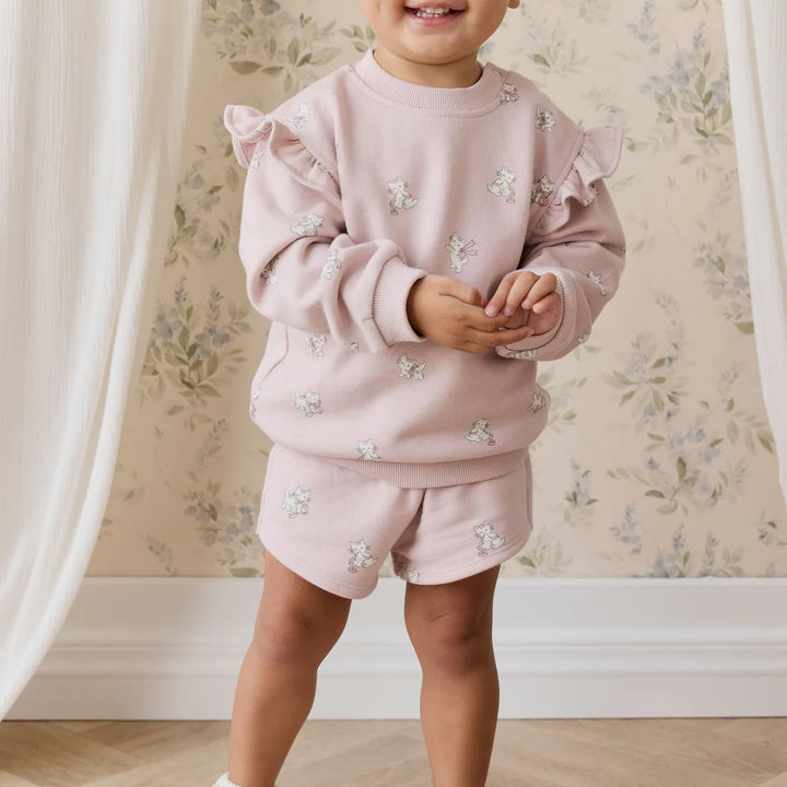 Bow Kitties Sweatshirt Set - Mauve