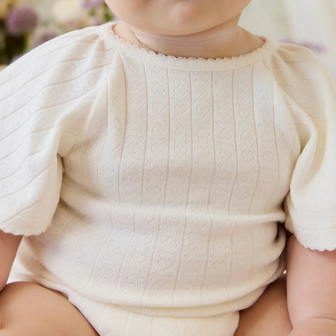 Josephine Playsuit - Sweet Heart Pointelle Parchment