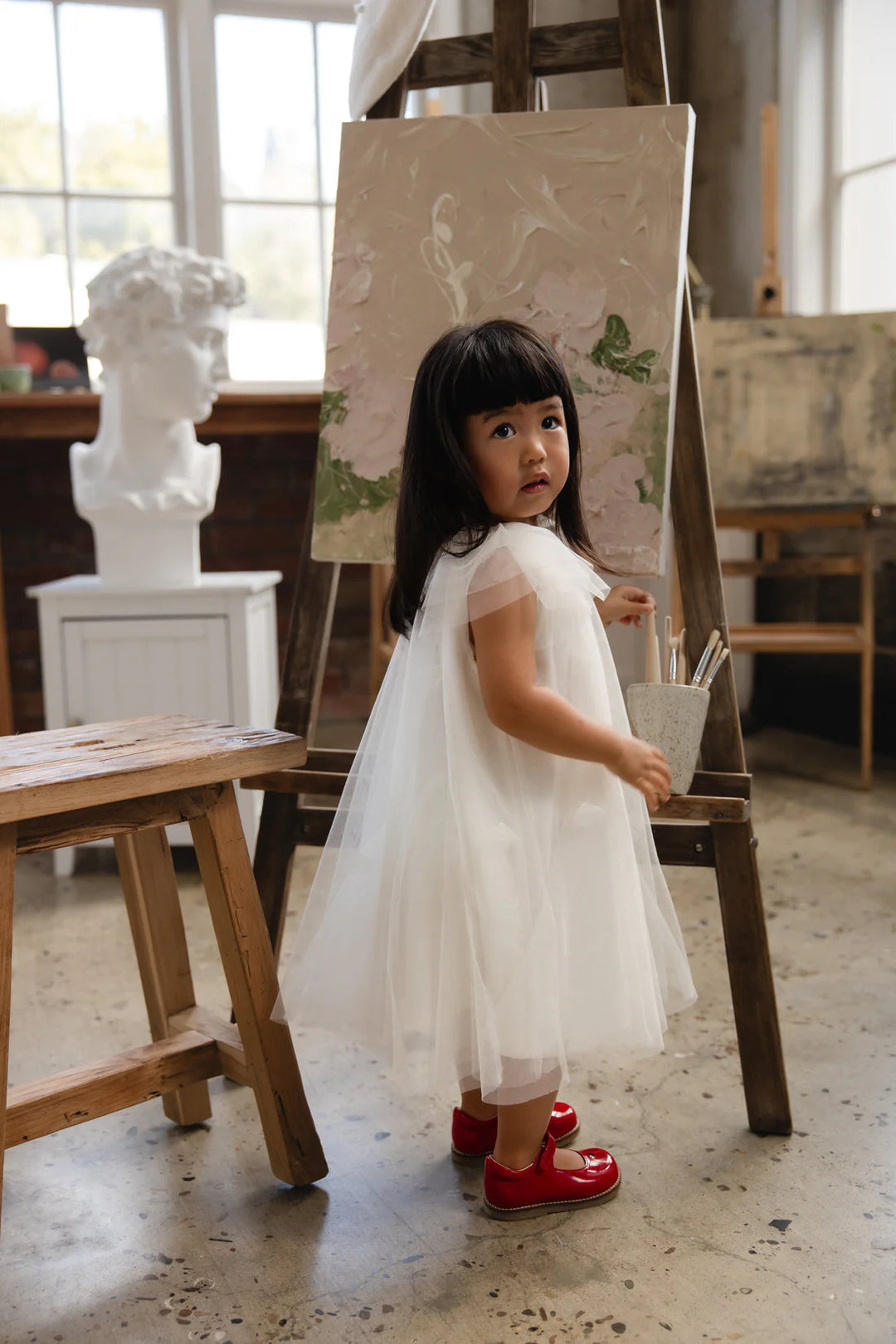 Rhea Tulle Dress - Parchment