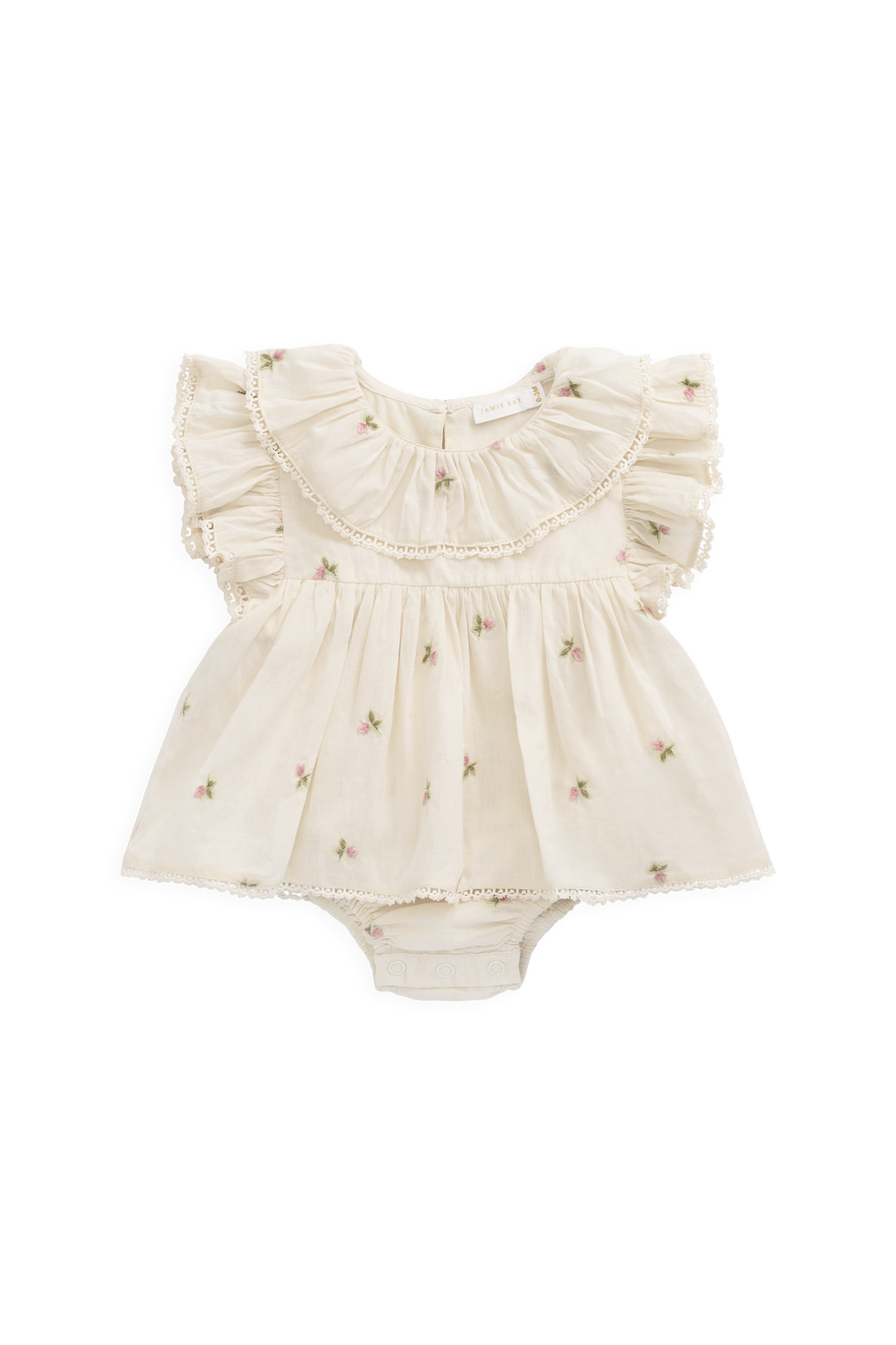 Organic Cotton Frannie Playsuit - Rosebud Egret