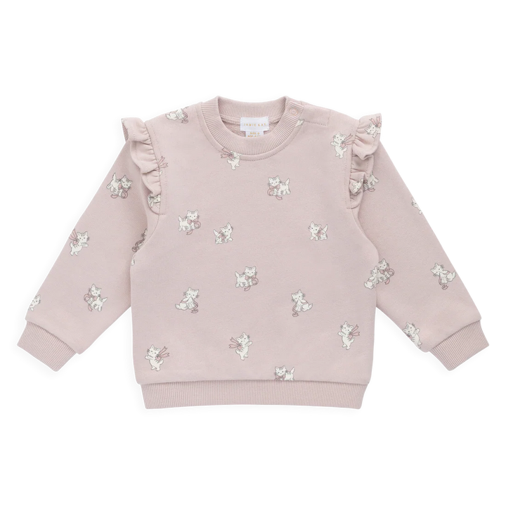 Bow Kitties Sweatshirt Set - Mauve