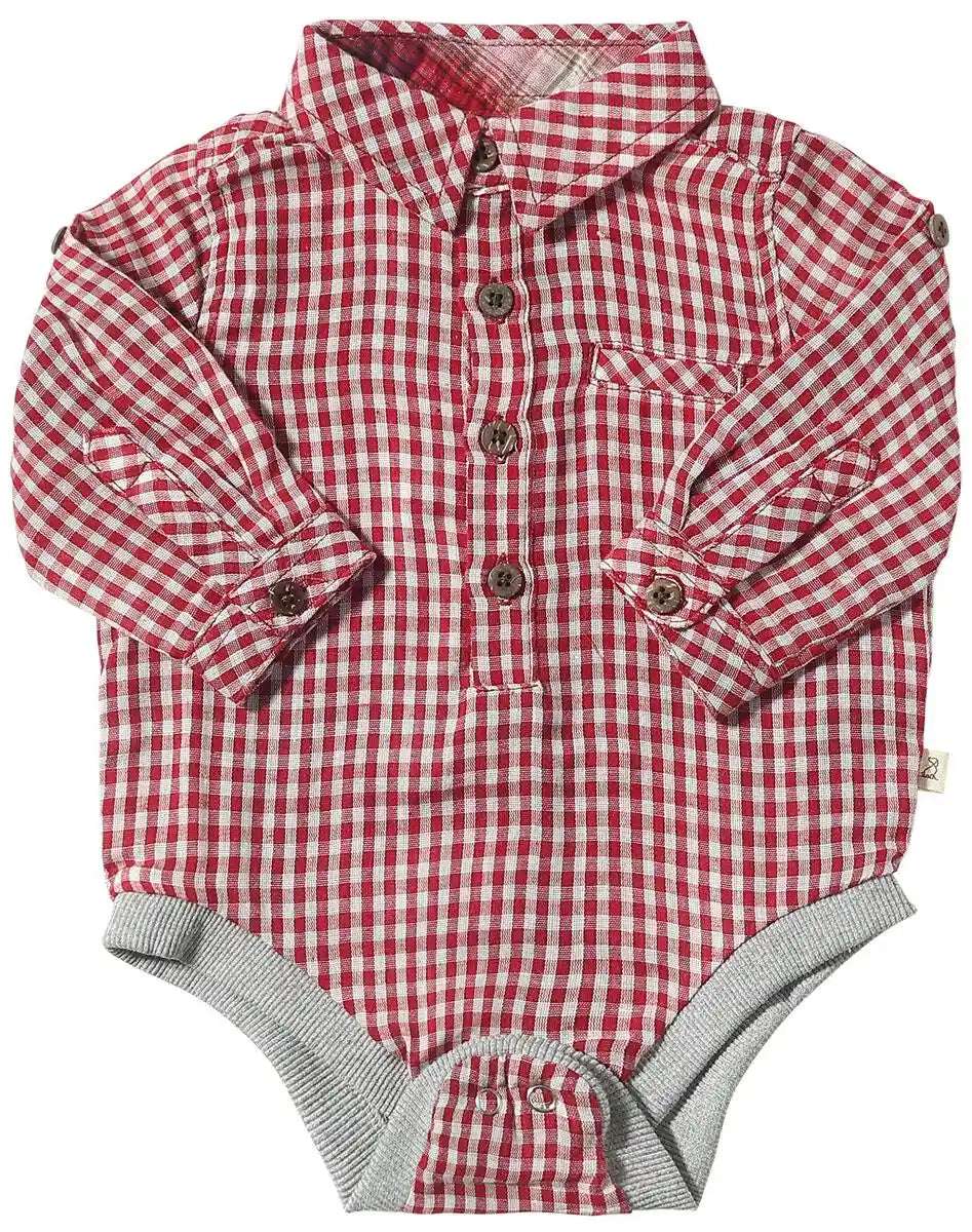 Jasper Woven Onesie - Red Micro Plaid Me & Henry 0-3M   [variant_option4] [variant_option5] [variant_option6] [variant_option7] [variant_option8] [variant_option9] 1