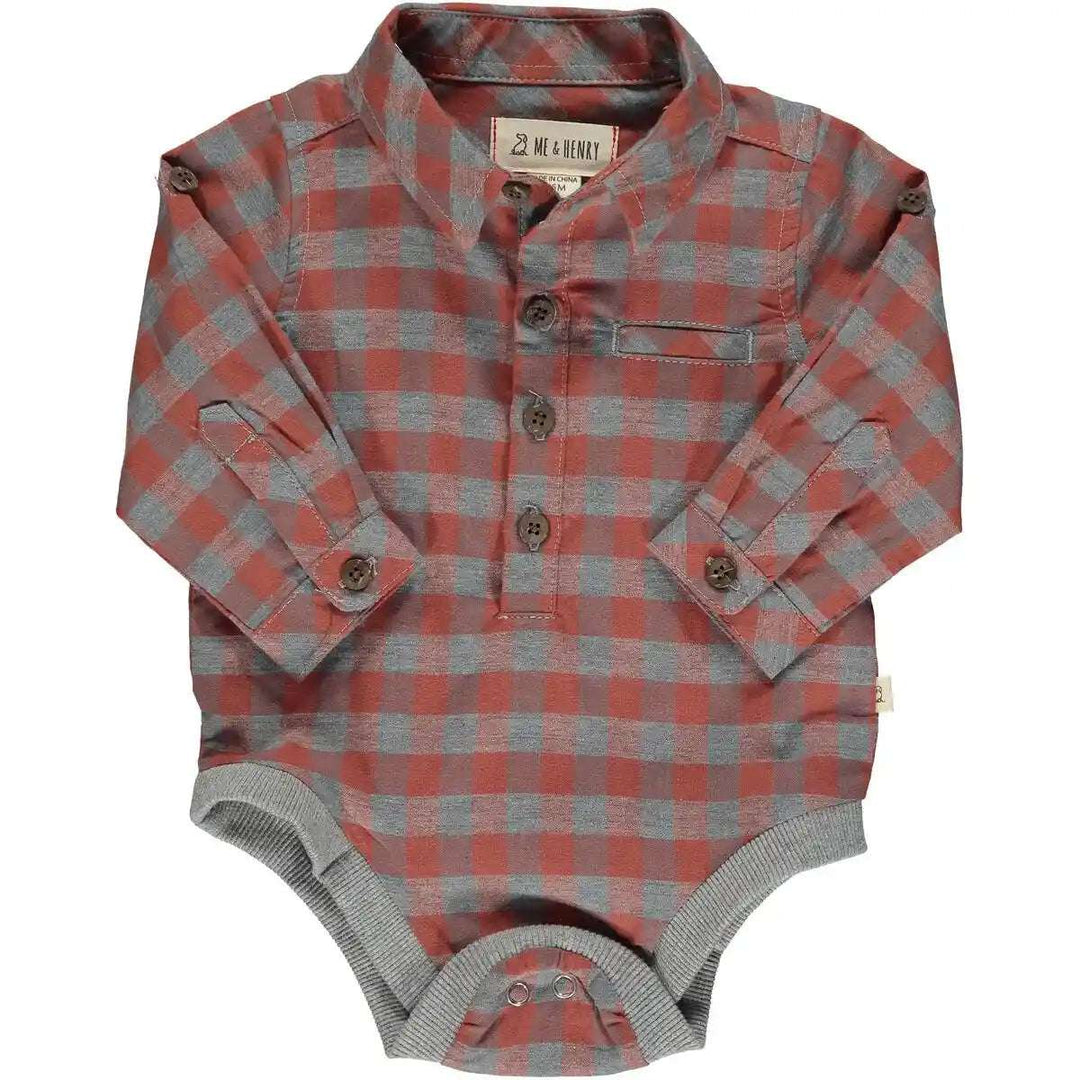 Jasper Woven Onesie - Rust Plaid Me & Henry 0-3M   [variant_option4] [variant_option5] [variant_option6] [variant_option7] [variant_option8] [variant_option9] 1