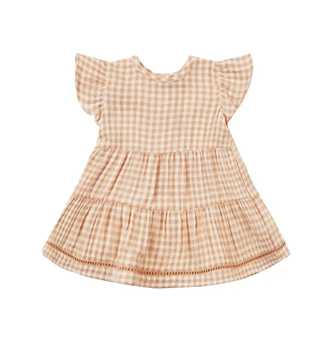 Lily Dress - Melon Gingham Quincy Mae 3-6M   [variant_option4] [variant_option5] [variant_option6] [variant_option7] [variant_option8] [variant_option9] 1