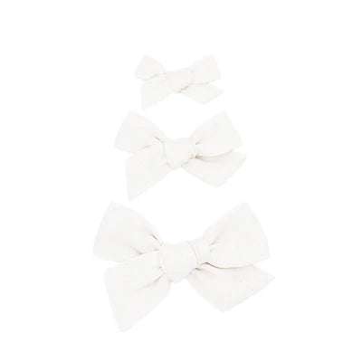 Linen Bow Clip Pigtail Set - White Lou Lou and Company    [variant_option4] [variant_option5] [variant_option6] [variant_option7] [variant_option8] [variant_option9] 1