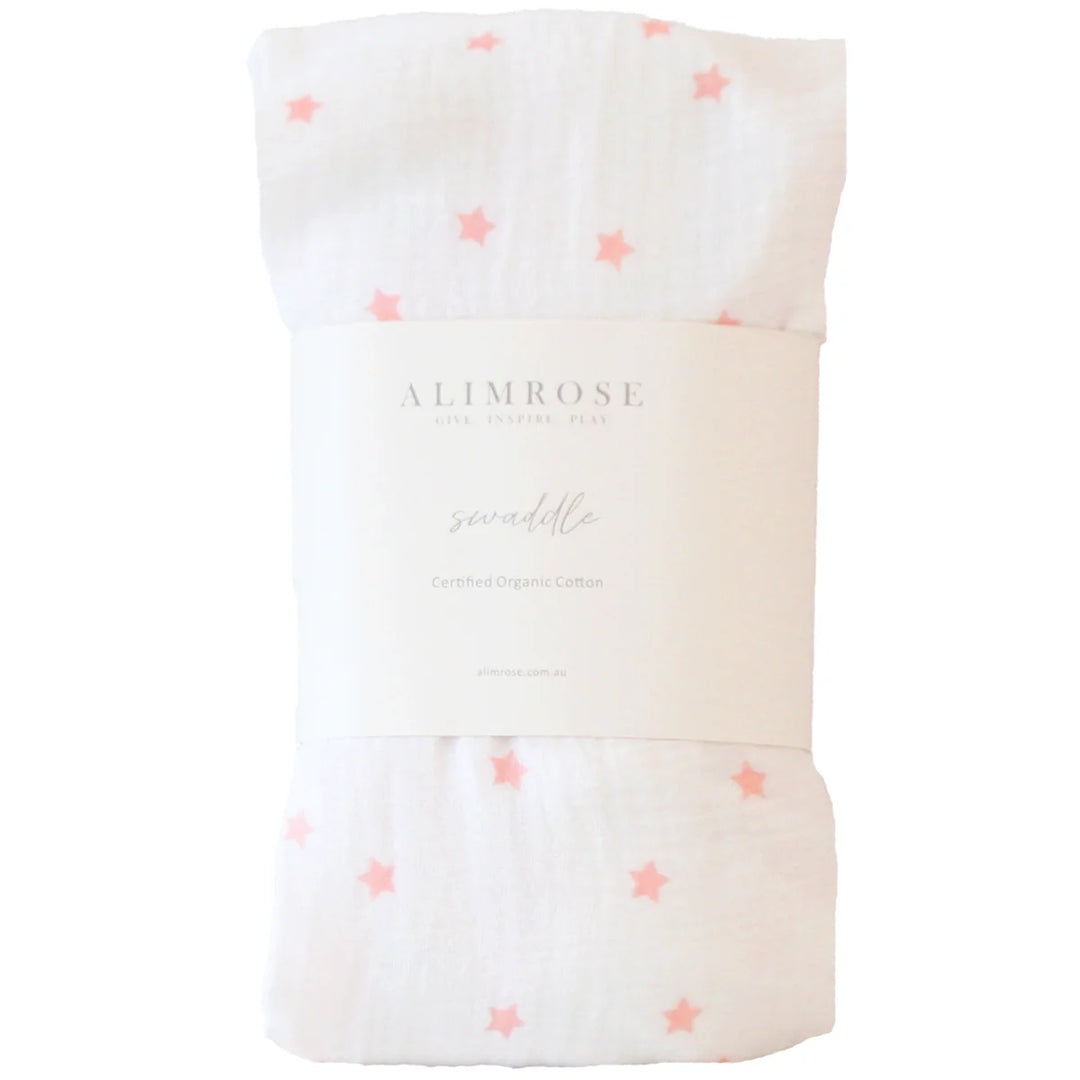 Muslin Swaddle Pink Stars