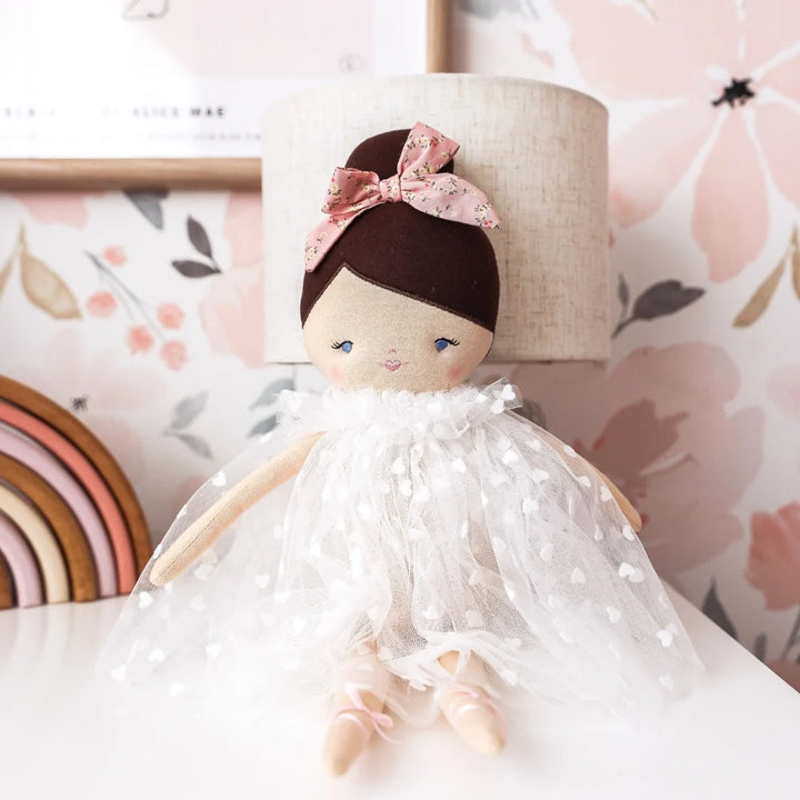 Mia Doll White Flocked Hearts