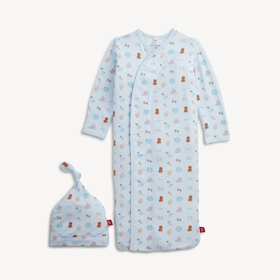 Nursery Nostalgia Blue Modal Magnetic Gown & Hat Set