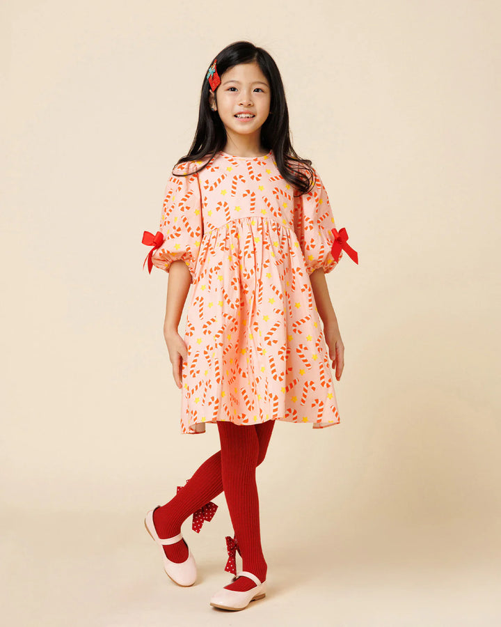 Printed Balloon Dress - Candy Canes