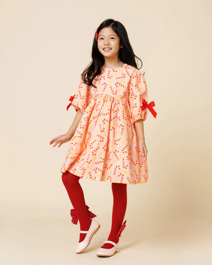 Printed Balloon Dress - Candy Canes