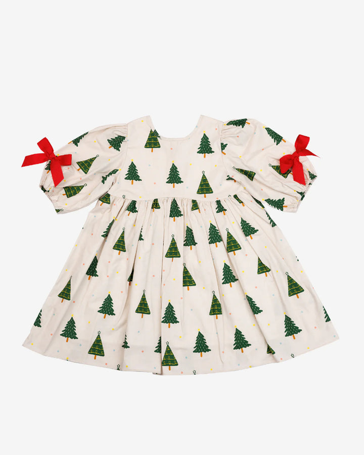 Printed Balloon Dress - Trees