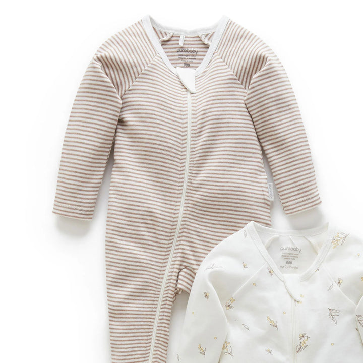 Wheat Stripe Zip Growsuit