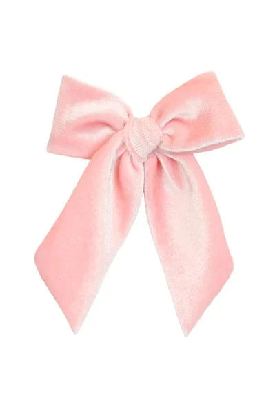 Velvet Sash Small Bow Clip - Petal