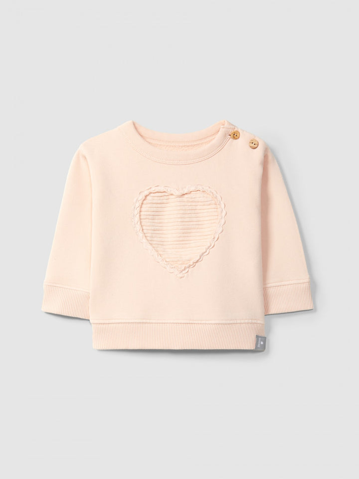 Heart Applique Sweatshirt - Pink