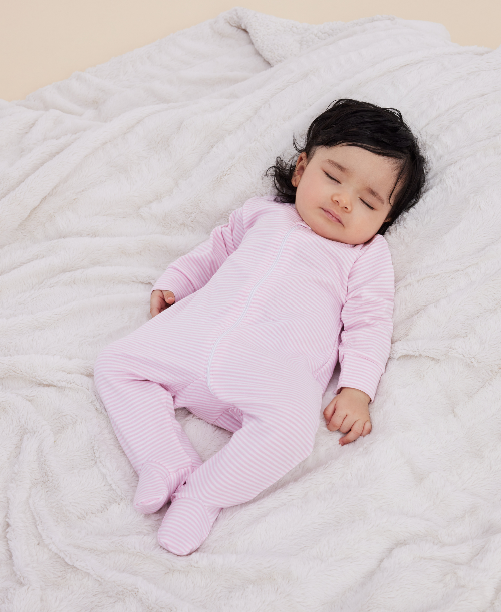 Simple Stripes Pink Zip Footie