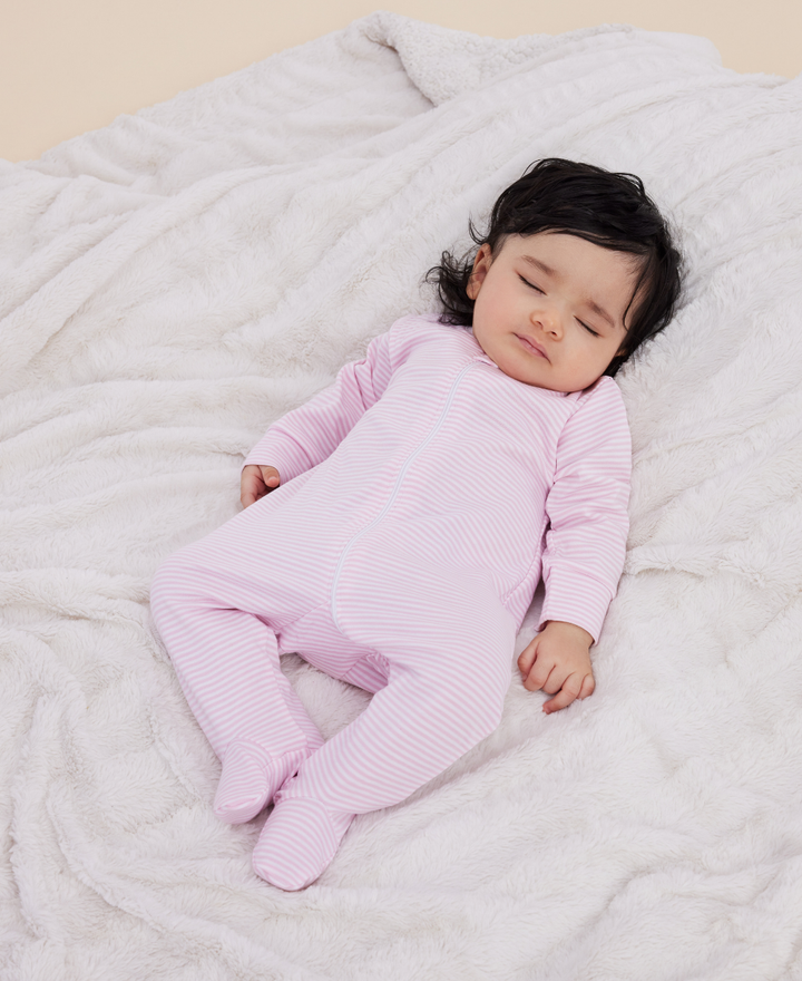 Simple Stripes Pink Zip Footie