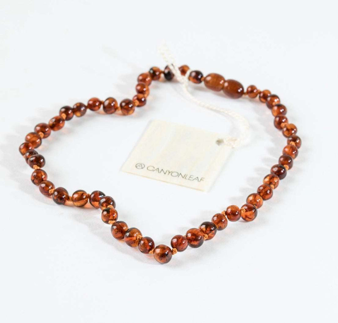 Polished Cognac Amber Necklace 12" Baby || Child Necklace Canyon Leaf    [variant_option4] [variant_option5] [variant_option6] [variant_option7] [variant_option8] [variant_option9] 1