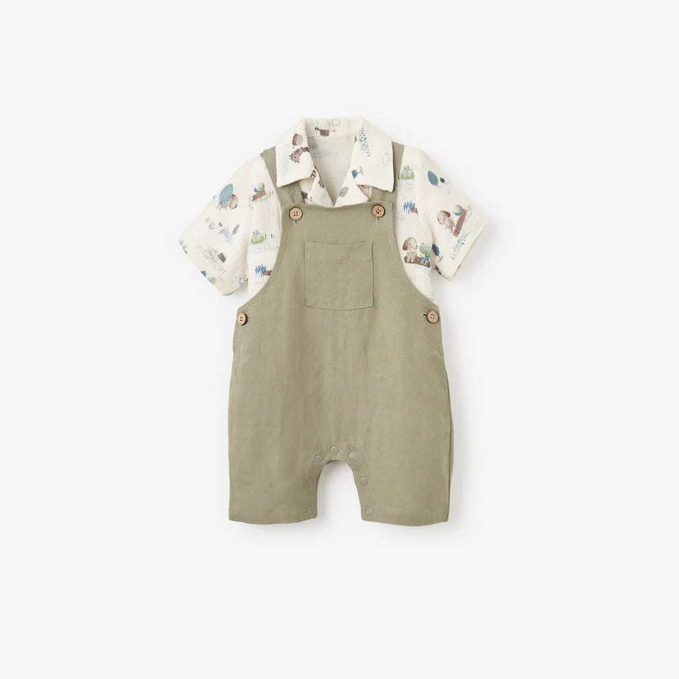 Pond Friends Organic Muslin Camp Shirt & Linen Overall Shorts Elegant Baby 3-6M   [variant_option4] [variant_option5] [variant_option6] [variant_option7] [variant_option8] [variant_option9] 1