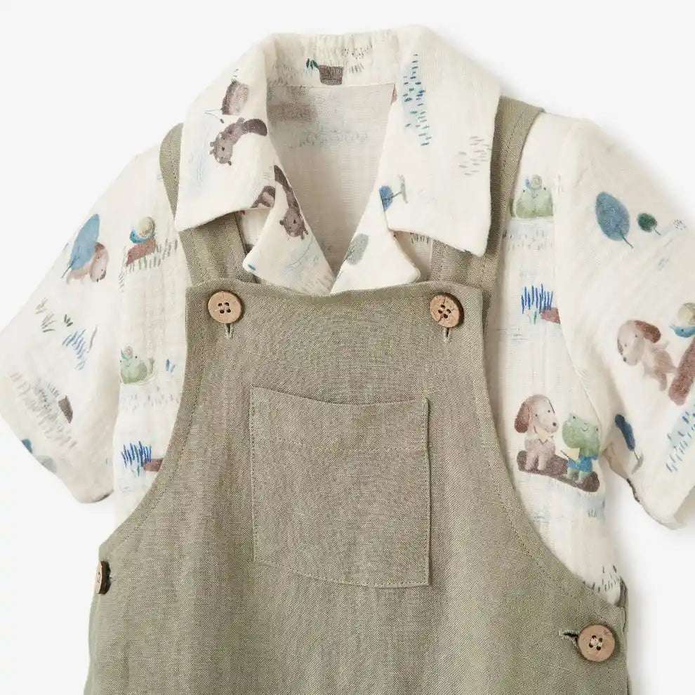 Pond Friends Organic Muslin Camp Shirt & Linen Overall Shorts Elegant Baby    [variant_option4] [variant_option5] [variant_option6] [variant_option7] [variant_option8] [variant_option9] 2