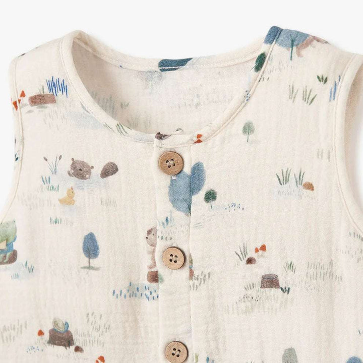 Pond Friends Organic Sleeveless Shortall Elegant Baby    [variant_option4] [variant_option5] [variant_option6] [variant_option7] [variant_option8] [variant_option9] 2